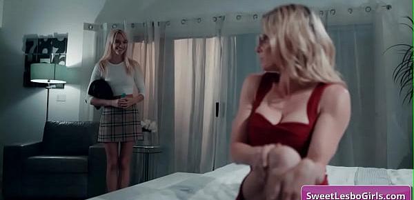  Sexy busty blonde lesbian babes Lena Paul, Sinn Sage enjoy wet sex massage and deep pussy licking